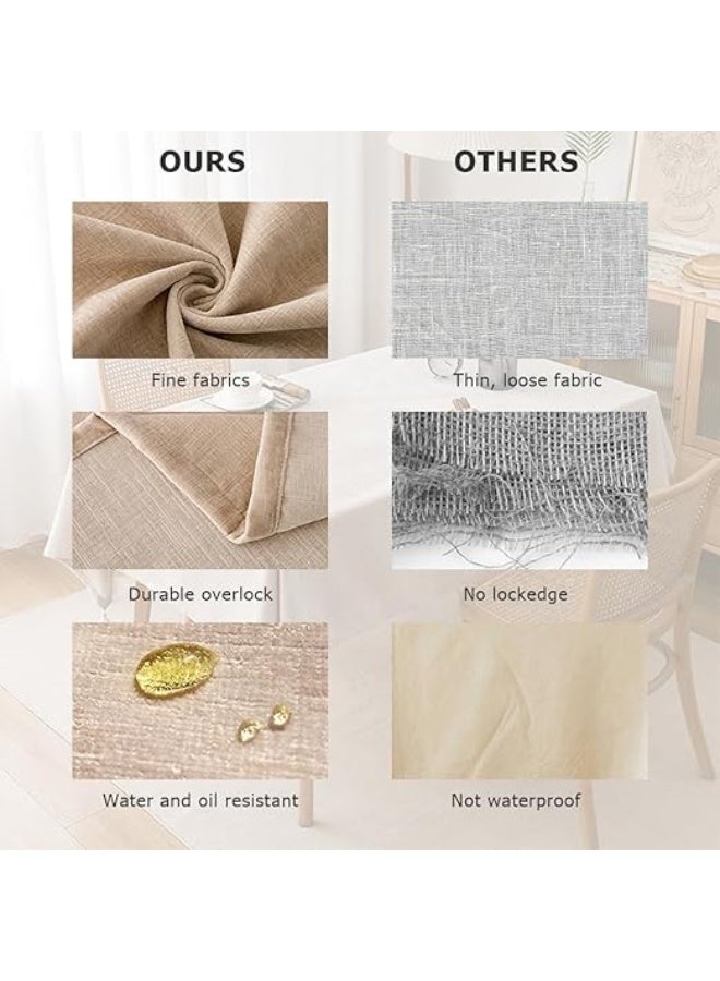 Arabest Waterproof Tablecloth,Stain-Resistant Linen Tablecloth,Rectangular Table Cover for Home, Restaurant, Kitchen, Hotel, Cafe (Off-white, 140 * 260CM) (Off-white) - Image 2